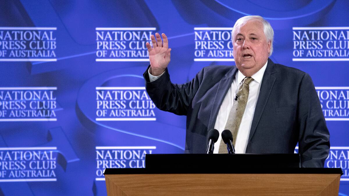 Clive Palmer at the National Press Club in Canberra. Picture by James Croucher