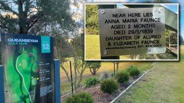 The plaque recently unveiled near the 12th tee at the Queanbeyan Golf Course. Pictures by Tim the Yowie Man