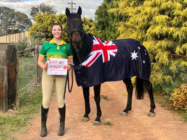 Holly Pulford and Magic Blur (Max) of Murrumbateman paying tribute to those who have served. Photo courtesy Tanya Pulford